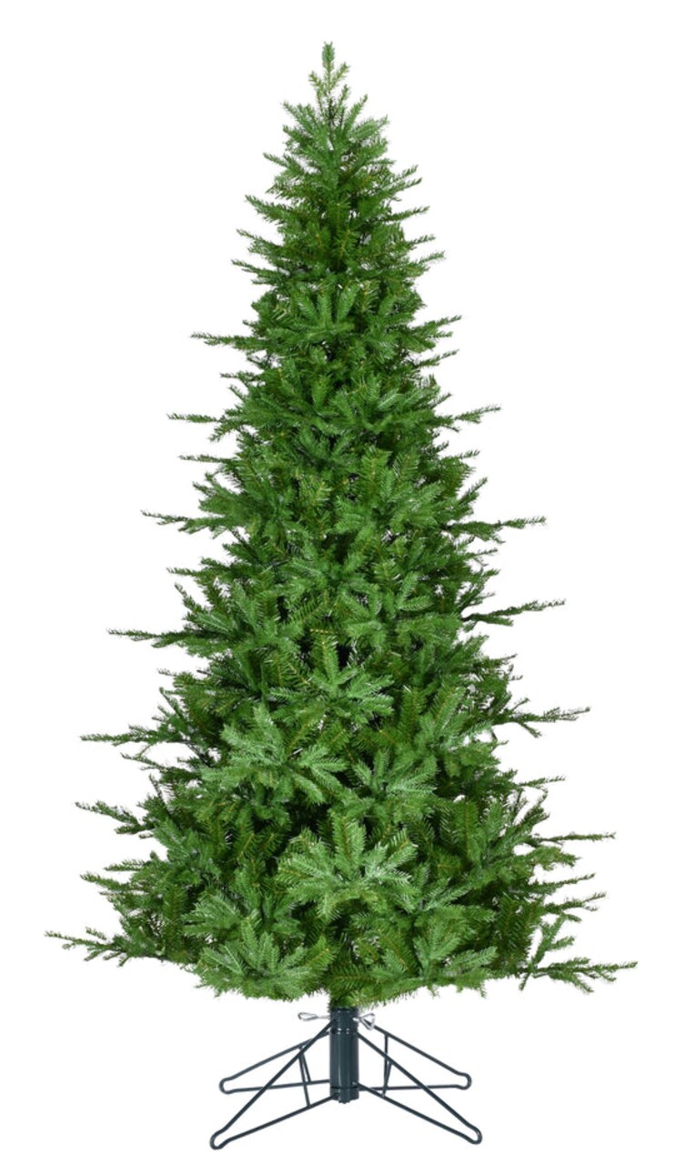 Natural Green Aspen Fir Christmas Tree 6.5ft with 747 Tips Unlit PVC/Metal Hinged Branches and 44" Heavy Duty Stand
